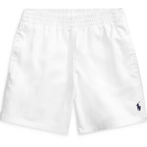 Polo by Ralph Lauren White Kids' Elastic Waist Shorts with Navy Pony